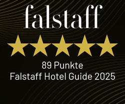 Logo Falstaff Hotel Guide 2025 – Auszeichnung mit 89 Punkten