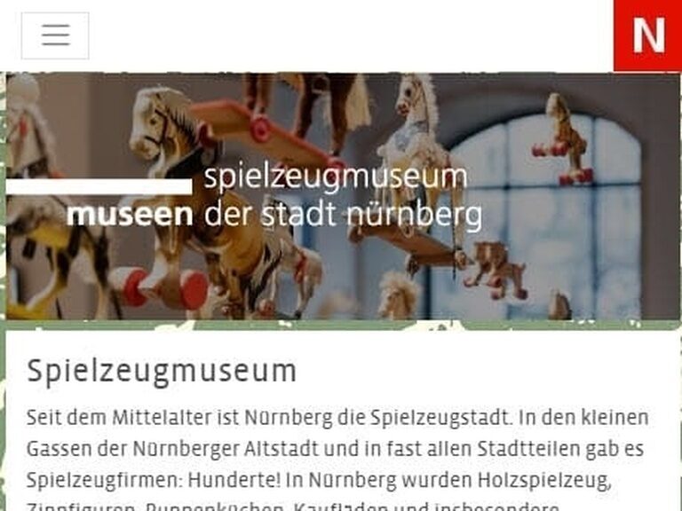 Screenshot der Website Spielzeugmuseum Nürnberg
